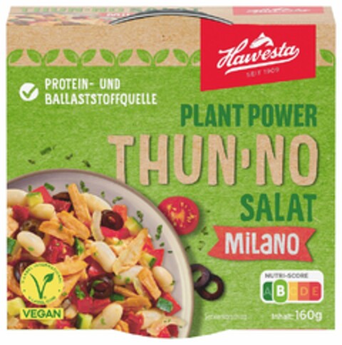 Hawesta SEIT 1909 PLANT POWER THUN·NO SALAT MILaNO PROTEIN- UND BALLASTSTOFFQUELLE Logo (DPMA, 11.09.2024)