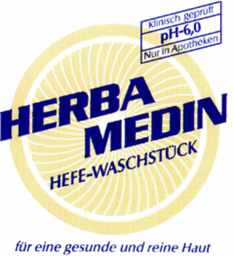 HERBA MEDIN HEFE-WASCHSTÜCK für eine gesunde und reine Haut Logo (DPMA, 09.05.1995)