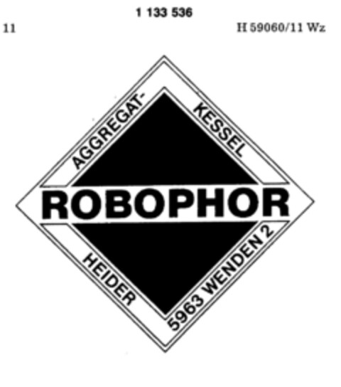 ROBOPHOR AGGREGAT-KESSEL HEIDER 5963 WENDEN2 Logo (DPMA, 02/19/1988)