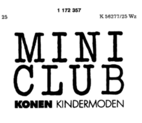 MINI CLUB KONEN KINDERMODEN Logo (DPMA, 29.05.1990)