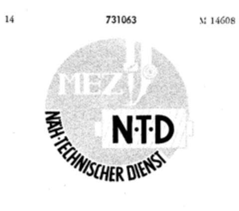 MEZ N T D NÄH-TECHNISCHER DIENST Logo (DPMA, 02/21/1959)