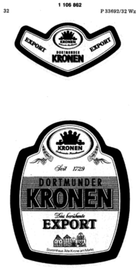DORTMUNDER KRONEN Das berühmte EXPORT Logo (DPMA, 03/19/1986)