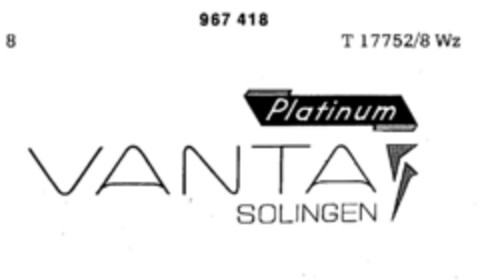 Platinum VANTA SOLINGEN Logo (DPMA, 11.02.1977)