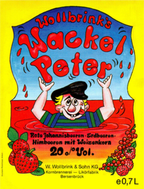 Wollbrink`s Wackel Peter Rote Johannisbeeren   Erdbeeren   Himbeeren mit Weizenkorn Logo (DPMA, 09/11/1987)