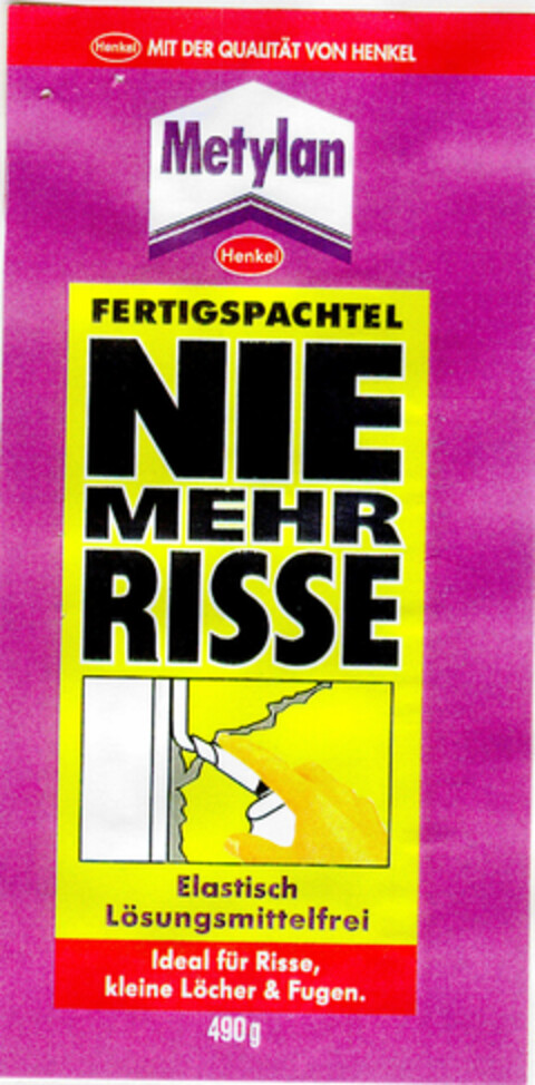 MIT DER QUALITÄT VON HENKEL Metylan FERTIGSPACHTEL NIE MEHR RISSE Logo (DPMA, 06/18/1999)