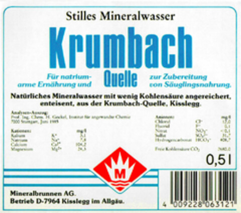 Stilles Mineralwasser Krumbach Quelle Logo (DPMA, 20.10.1987)