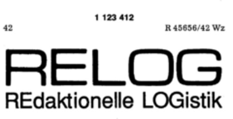 RELOG REdaktionelle LOGistik Logo (DPMA, 07/29/1987)