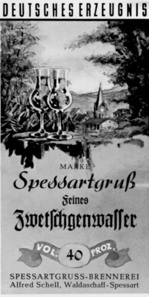 Spessartgruss feines Zwetschgenwasser Logo (DPMA, 03.09.1970)