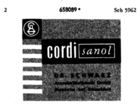 cordi sanol DR. SCHWARZ Logo (DPMA, 03/31/1954)