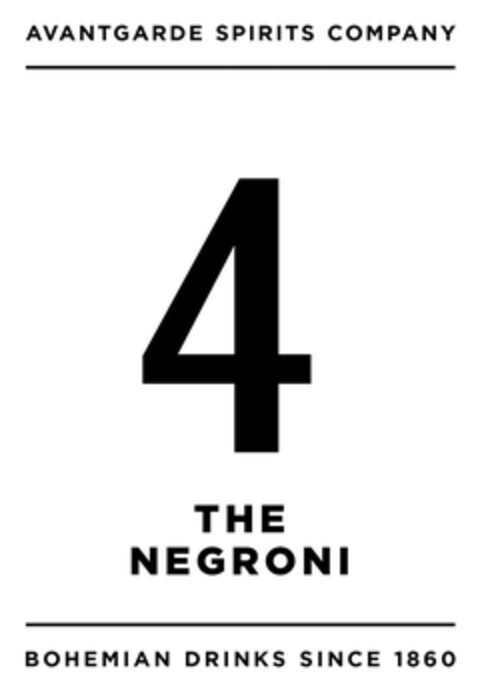 AVANTGARDE SPIRITS COMPANY 4 THE NEGRONI BOHEMIAN DRINKS SINCE 1860 Logo (DPMA, 06/17/2015)