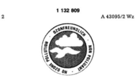 NO OZONE POLLUTION   OZONFREUNDLICH   NON POLLUANT Logo (DPMA, 08.07.1987)