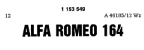 ALFA ROMEO 164 Logo (DPMA, 10.04.1989)