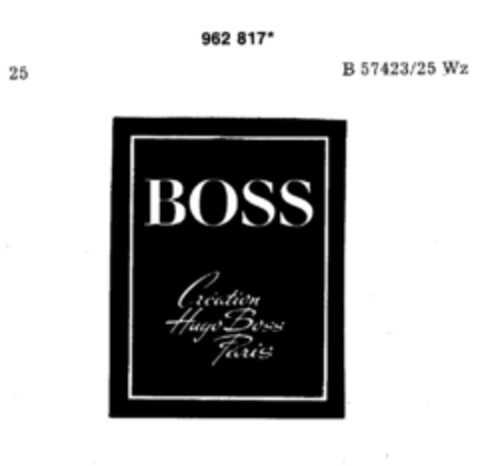 BOSS Creation Hugo Boss Paris Logo (DPMA, 23.12.1976)