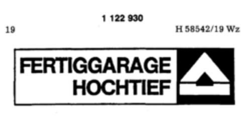 FERTIGGARAGE HOCHTIEF Logo (DPMA, 04.11.1987)