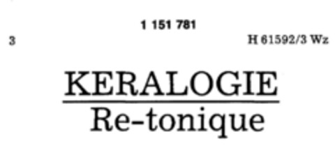 KERALOGIE Re-tonique Logo (DPMA, 05/05/1989)