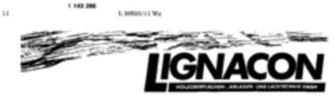 LIGNACON HOLZOBERFLÄCHEN-, ANLAGEN- UND LACKTECHNIK GMBH Logo (DPMA, 10.06.1988)