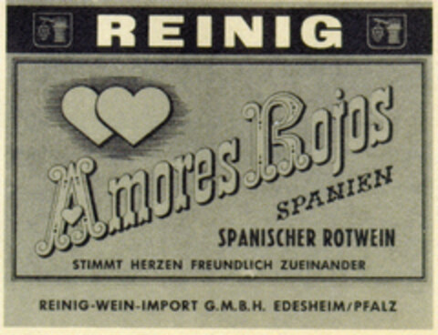 REINIG Amores Rojos SPANISCHER ROTWEIN Logo (DPMA, 05.12.1970)