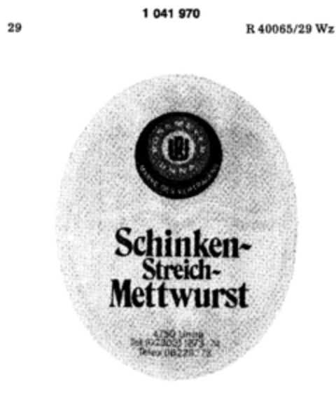 RU Schinken-Steich-Mettwurst Logo (DPMA, 11.06.1982)
