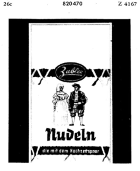 Zabler Nudeln  die mit dem Hochzeitspaar Logo (DPMA, 28.07.1964)