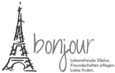 bonjour Lebensfreude 50plus. Freundschaften pflegen. Liebe finden. Logo (DPMA, 10/20/2014)