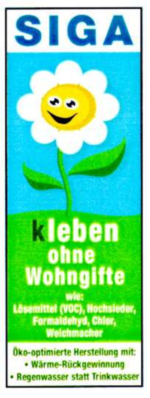 SIGA kleben ohne Wohngifte Logo (DPMA, 29.01.2003)