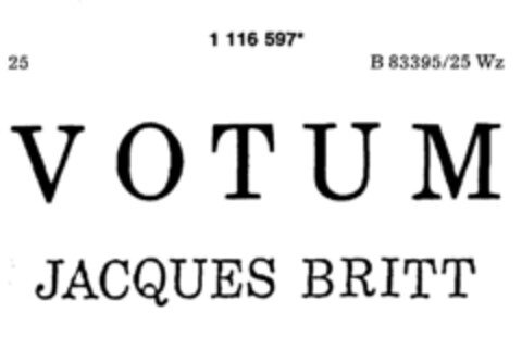 VOTUM JACQUES BRITT Logo (DPMA, 12/08/1987)