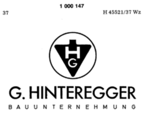 HG G. HINTEREGGER Logo (DPMA, 02.04.1979)