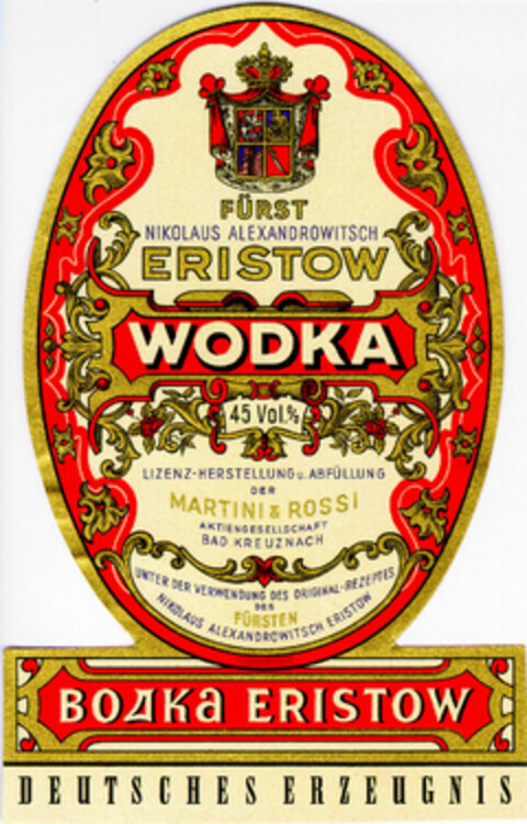 ERISTOW WODKA Logo (DPMA, 25.09.1956)