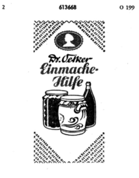 Einmachehilfe Dr. Oetker Logo (DPMA, 29.03.1950)