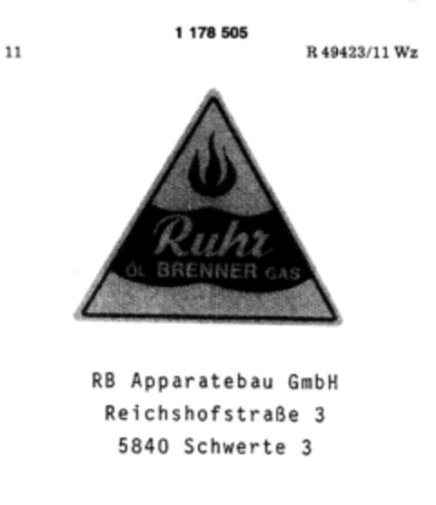 Ruhr Öl BRENNER Gas Logo (DPMA, 05/23/1990)