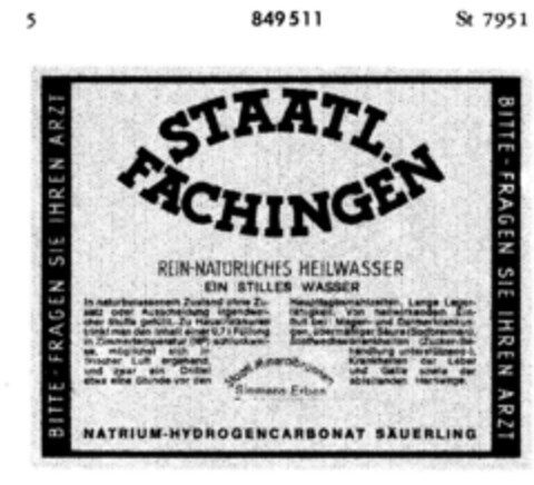 STAATL. FACHINGEN Logo (DPMA, 30.08.1967)