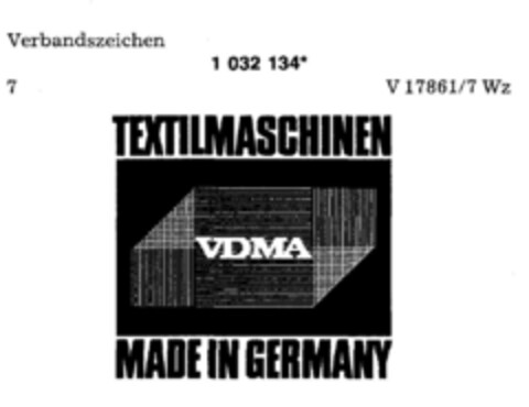 TEXTILMASCHINEN VDMA MADE IN GERMANY Logo (DPMA, 02.02.1982)