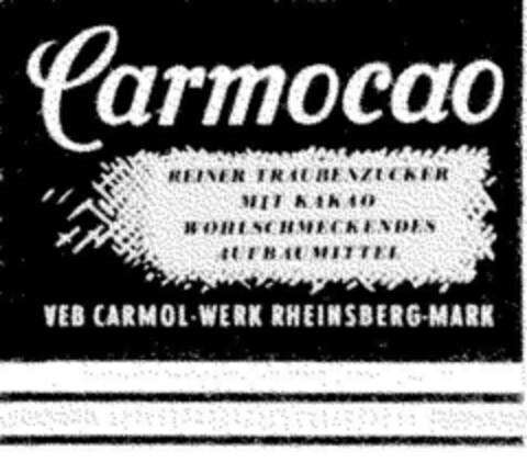 Carmocao VEB CARMOL-WERK RHEINSBERG-MARK Logo (DPMA, 29.11.1957)