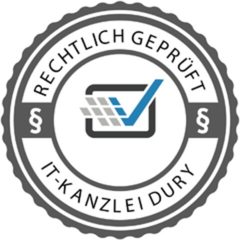 RECHTLICH GEPRÜFT IT-KANZLEI DURY Logo (DPMA, 18.08.2015)