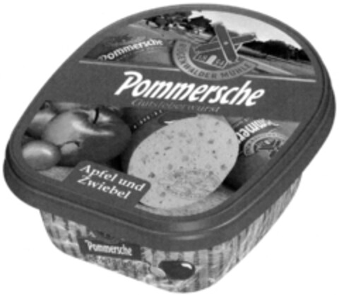 Pommersche Gutsleberwurst Apfel und Zwiebel Logo (DPMA, 13.12.2006)