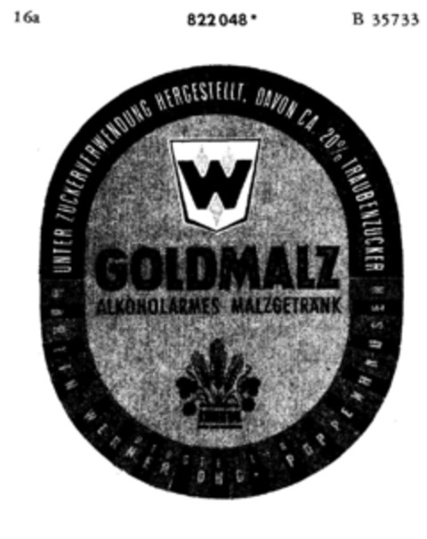 GOLDMALZ ALKOHOLARMES MALZGETRÄNK Logo (DPMA, 07.04.1966)