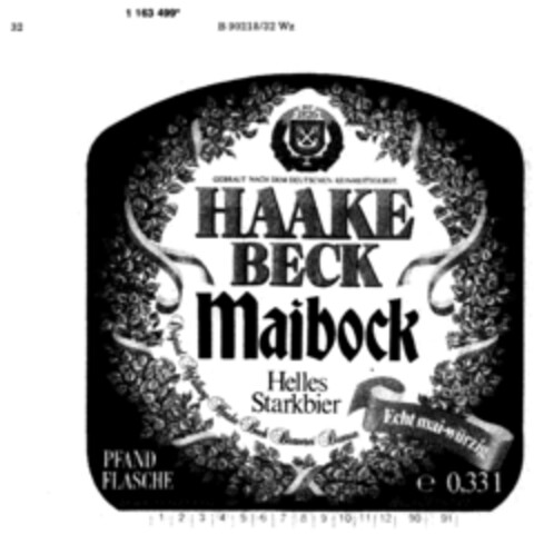 HAAKE BECK Maibock Helles Starkbier Logo (DPMA, 09.07.1990)
