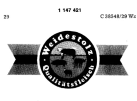 Weidestolz Qualitätsfleisch Logo (DPMA, 12.01.1989)