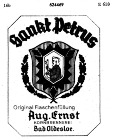 Sankt Petrus Aug. Ernst KORNBRENNEREI Logo (DPMA, 24.07.1950)