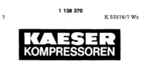 KAESER KOMPRESSOREN Logo (DPMA, 16.09.1988)