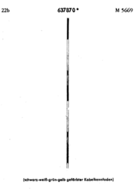 (schwarz-weiß-grün-gelb gefärbter Kabelkennfaden) Logo (DPMA, 05.01.1953)