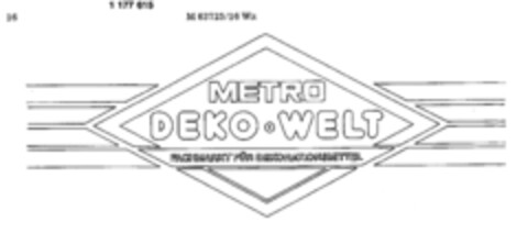 METRO DEKO WELT FACHMARKT FÜR DEKORATIONSMITTEL Logo (DPMA, 10/01/1988)