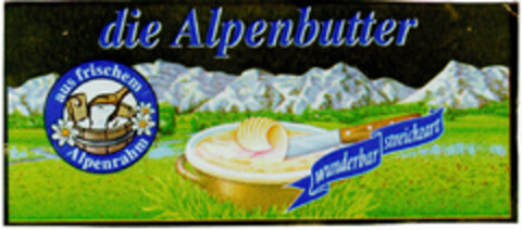 die Alpenbutter aus frischem Alpenrahm Logo (DPMA, 11/07/2001)