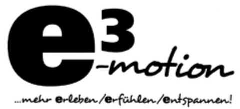 e³-motion ...mehr erleben/erfühlen/entspannen! Logo (DPMA, 11.09.2014)