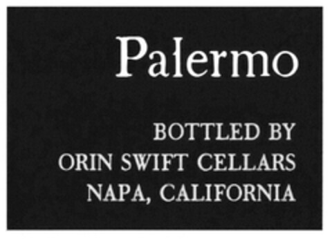 Palermo BOTTLED BY ORIN SWIFT CELLARS NAPA, CALIFORNIA Logo (DPMA, 04/26/2018)