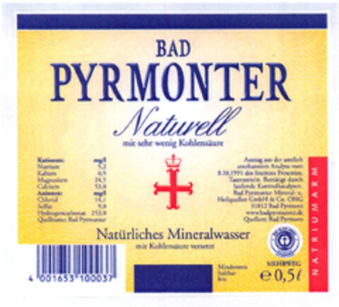 BAD PYRMONTER Naturell Logo (DPMA, 17.12.2004)