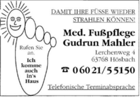 Med.Fußpflege Gudrun Mahler Logo (DPMA, 24.06.1996)