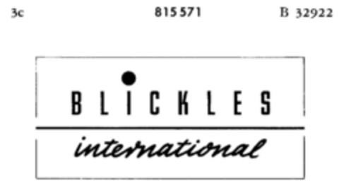 BLICKLES international Logo (DPMA, 01/08/1965)