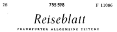 Reiseblatt FRANKFURTER ALLGEMEINE ZEITUNG Logo (DPMA, 18.10.1960)