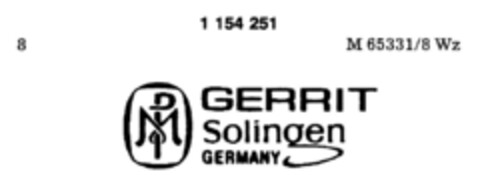 GERRIT Solingen GERMANY Logo (DPMA, 06/22/1989)